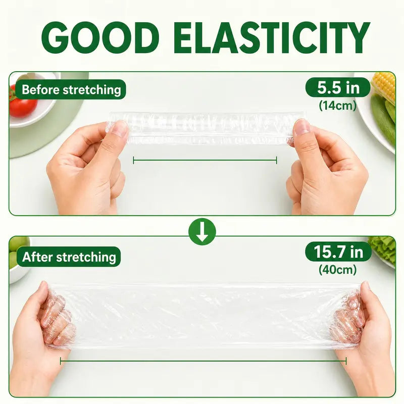 100 PCS Food-Grade Stretch Food Covers, Disposable Elastic Bowl Plate Wraps, Reusable Self-Sealing Fresh-Keeping Lids for Leftovers, Home Refrigerator Use