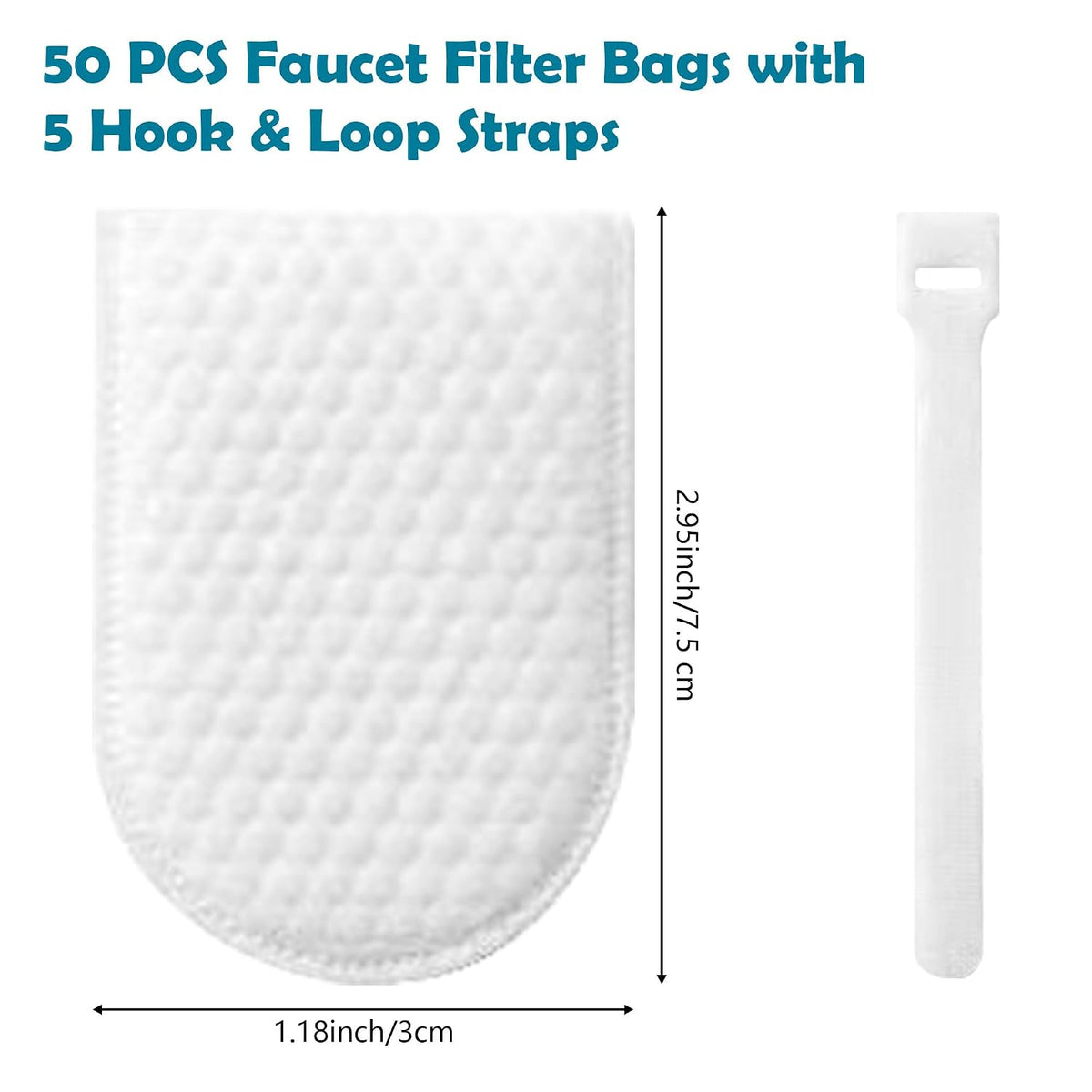 Faucet Filter Cotton Bag, 50 Pack Disposable Water Filter Bags for Capturing Impurities, Fit Kitchen Shower Faucets & Bathroom Sinks